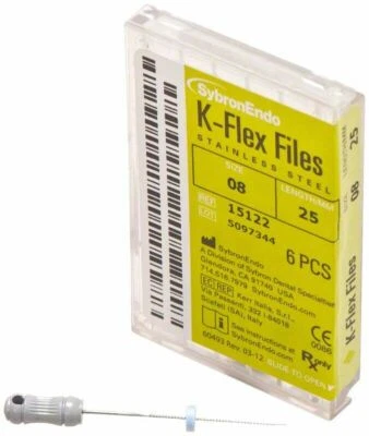 KERR SYBRONENDO Kerr Sybron Endo Dental 21mm-25mm Stainless Steel K-FLEX file 6-file/pk all size