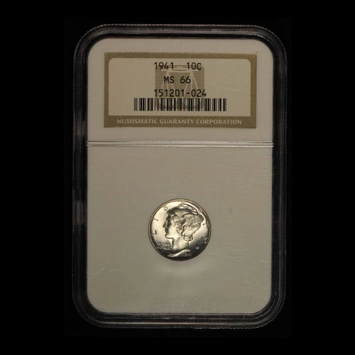 1941 10c Mercury Dime NGC MS66 - Free Shipping USA