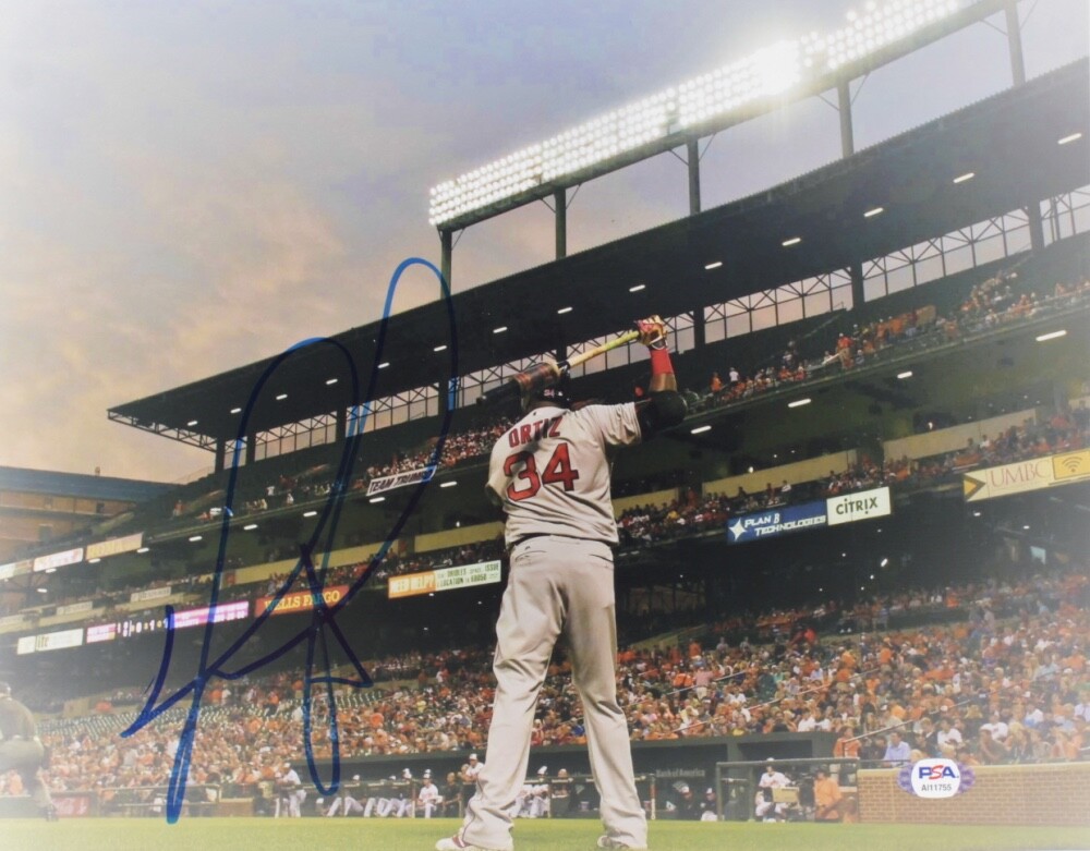 David Ortiz Autographed Signed Red Sox 11x14 Photo (PSA) - A 