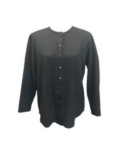 Harve Benard Petites By Benard Holtzman 8P Black Button Up Top Blazer Vintage