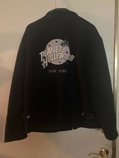 RARE PLANET HOLLYWOOD NEW YORK BLACK JACKET LEATHER COLLAR POCKETS ADULT MEDIUM