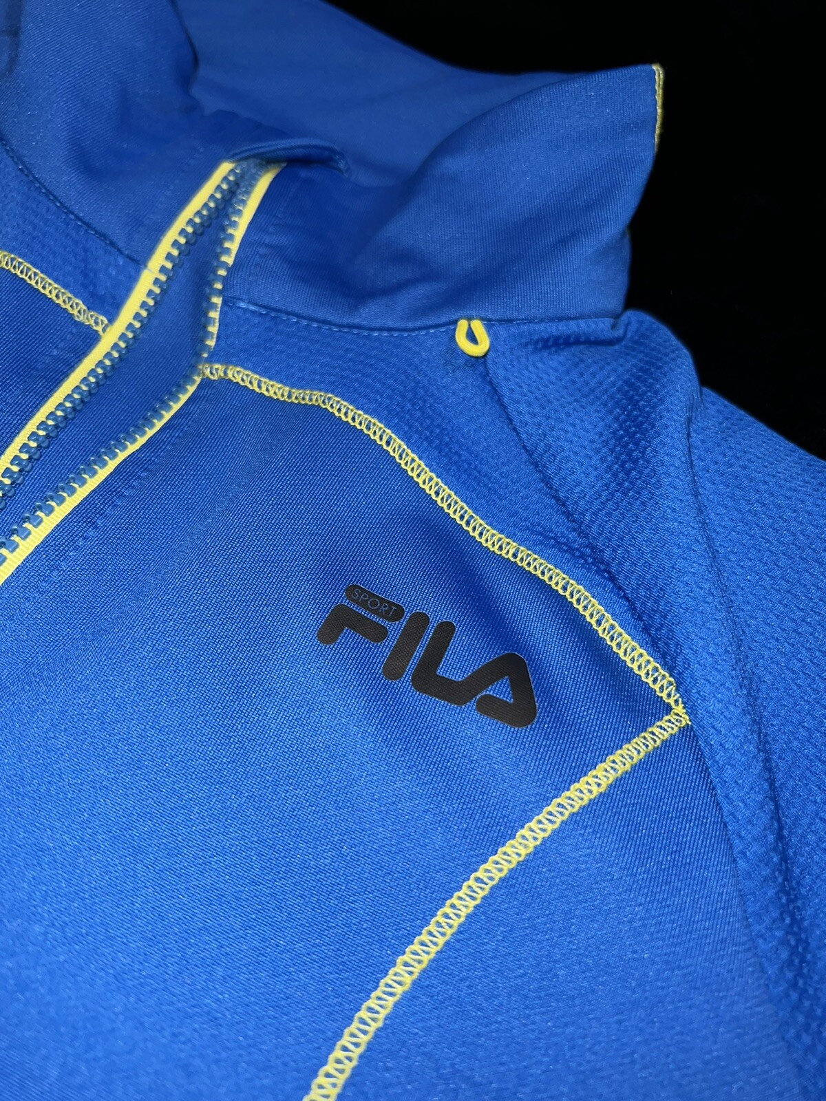 FILA Giacca Leggera Donna Atletica Pista. Blu giallo medio. Cerniera completa.