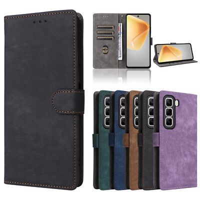 RFID Blocking Protection Flip Wallet leather Case For Infinix Hot 50 5G / 4G