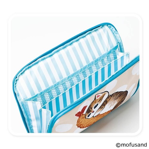 Mofusand Ebi Nyan Limited Pouch with Bellows Light Blue Beige Shrimp Cat Japan - Picture 7 of 17