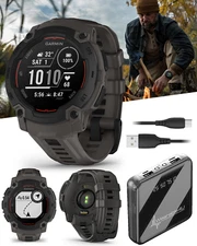 Garmin Instinct E 45  mm GPS Rugged Outdoor Smartwatch Black with Power Bank