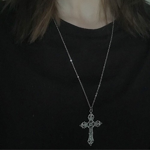 Fashion Vintage Baroque for Cross Punk Pendant Necklace for Women Men Long Chain - Picture 2 of 7