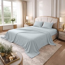 DAN RIVER King Jersey Sheet Set   100 Cotton - Set, Light Gray