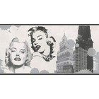 Marilyn Monroe Wallpaper Border Silver White Black Metallic New York