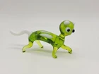 Vintage Handblown Murano Style Green & White Art Glass Cat (A1)