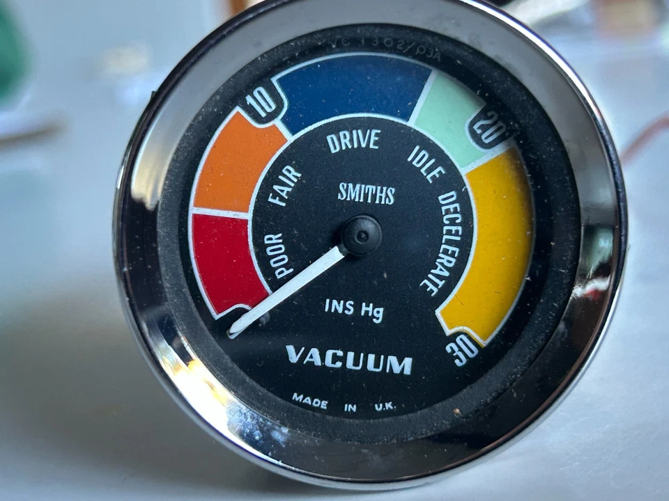 Medidor de vácuo Smiths 52mm Austin-Healey Sprite mini Jaguar VG1302/03A econômico - Imagem 2 de 4