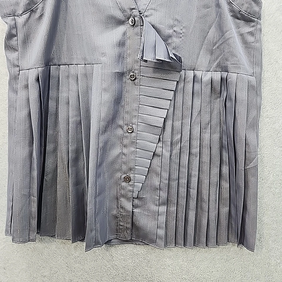 Camiseta sin mangas Marc By Marc Jacobs azul y dorado lúrex plisada cami talla 0 pequeña Foto 4 de 4