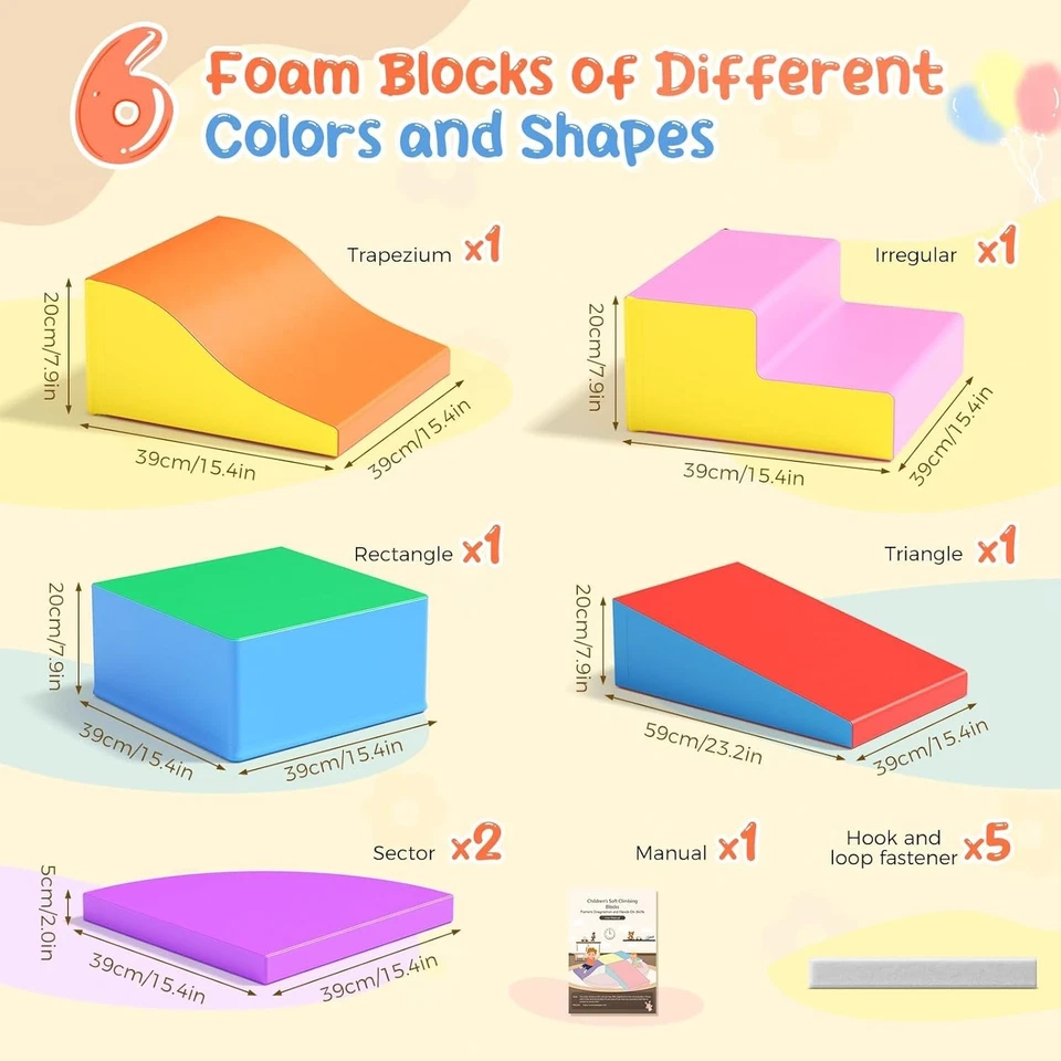Großbausteine Bausteinset 6er-Set Schaumstoff Bausteine Bunt Einfache Reinigung - Bild 3 von 4