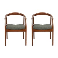 Stuhl Braun Design Wohnzimmer Esszimmer Holz 2X StüHle Polster Mit Armlehne