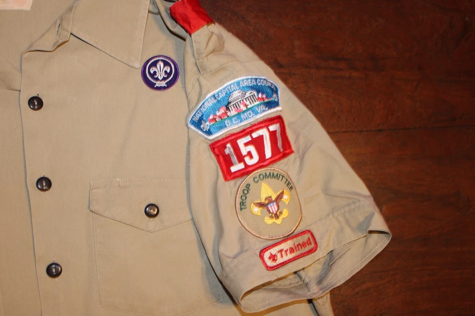 Camisa para hombre Boy Scouts of America BSA tostada X-grande XL 100 % algodón parches cosidos Foto 3 de 4