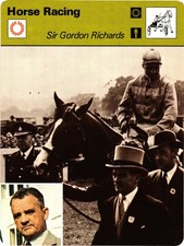 SIR GORDON RICHARDS on Pinza Jockey Horse Racing 1978 SPORTSCASTER CARD #26-06