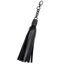 2pcs Black Leather Tassel Keychain for Bag Jewelry Making Supplies Craft