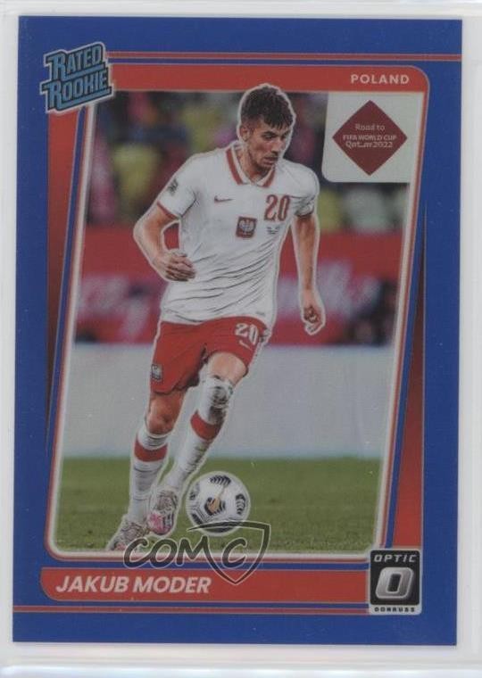 2021 Panini Donruss Road to Qatar Rated Rookie Optic Blue Prizm /99 Jakub Moder