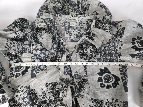 Vtg Croquet Club Blouse Top 100% Silk Patchwork Ruffle Crop Lace-up 90s Boho L - Picture 5 of 8