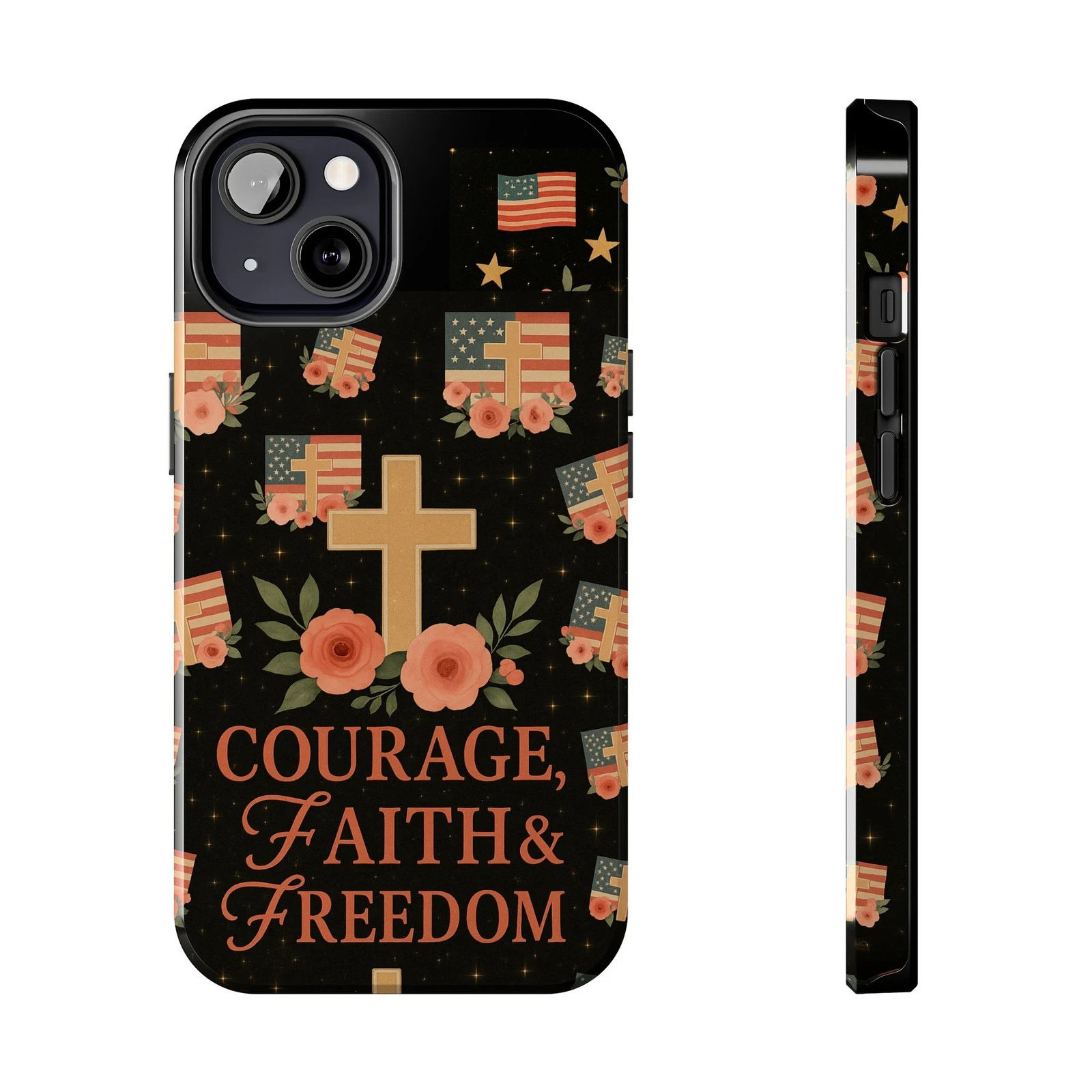 Floral Cross iPhone Case - Heavy Duty Protective Cover