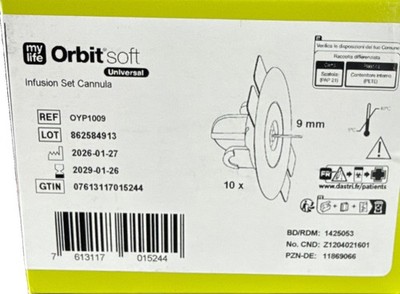 MYLIFE Orbit Soft 2.0 Ypsomed Ypso Pump Infusionskanüle ohne Schlauch 9mm