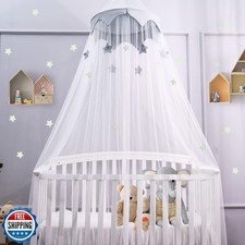Canopy for Kids Bed with Stars, Crib Canopy with Dome, Elegant Net Hanging Fa