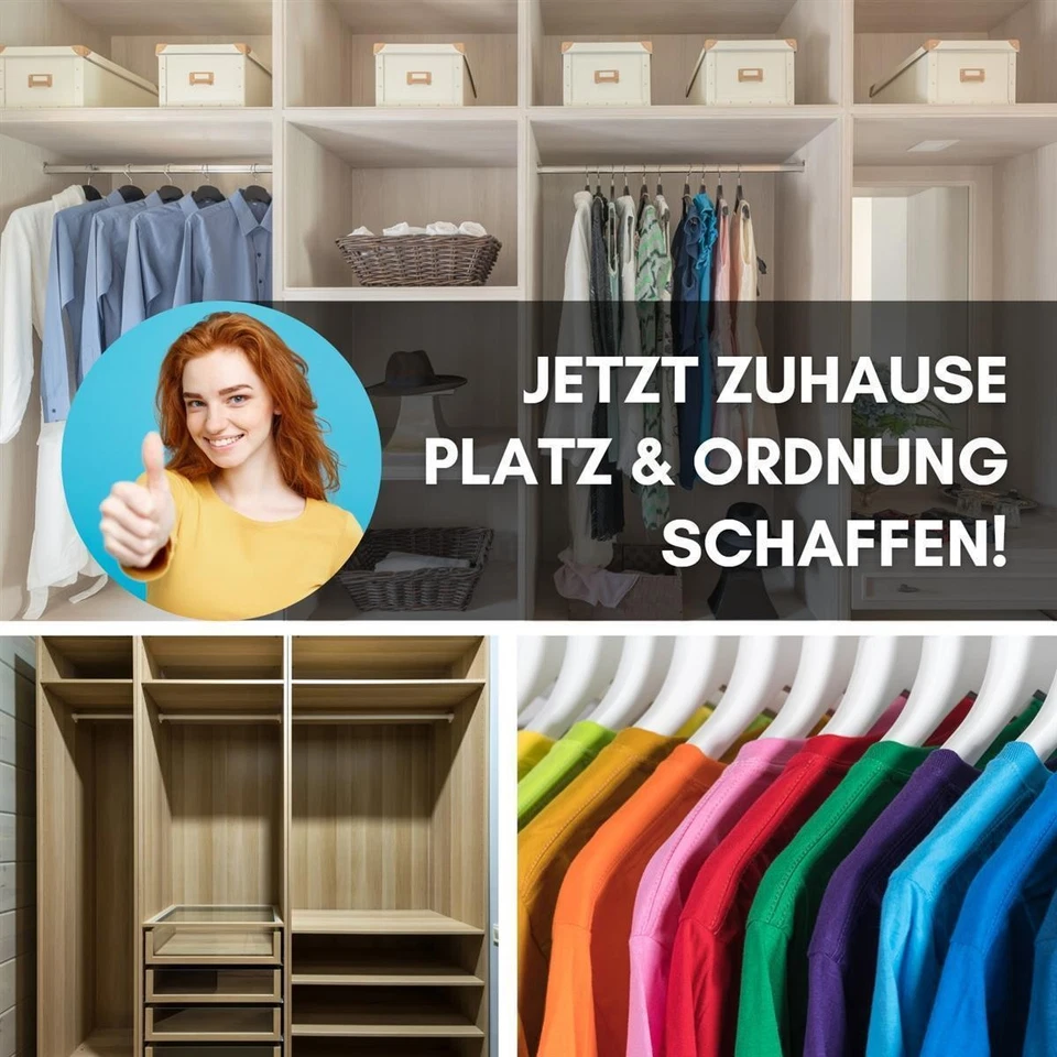 Kleiderstange Chrom mit Halterung 50-120 cm Garderobenstange Schrankstange - Bild 4 von 4