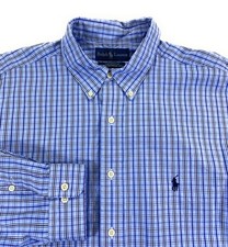 Ralph Lauren Polo Men's Yarmouth Button Down Blue Check Dress Shirt 17.5 34/35