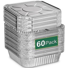 8x8 Aluminum Pans with Lids - 60 Pack Square Disposable Aluminum Fo... Fast Ship