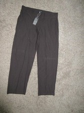 NWT Eileen Fisher Womens SZ L Pull On Straight Leg Yoke Pant Coffee Brown 168