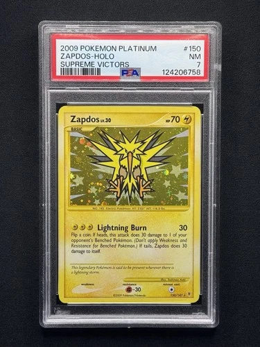 2009 POKEMON SUPREME VICTORS ZAPDOS HOLO #150 SECRET RARE PSA 7