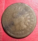 1867 US Indian Head Cent! Good Details! Old US Coin!