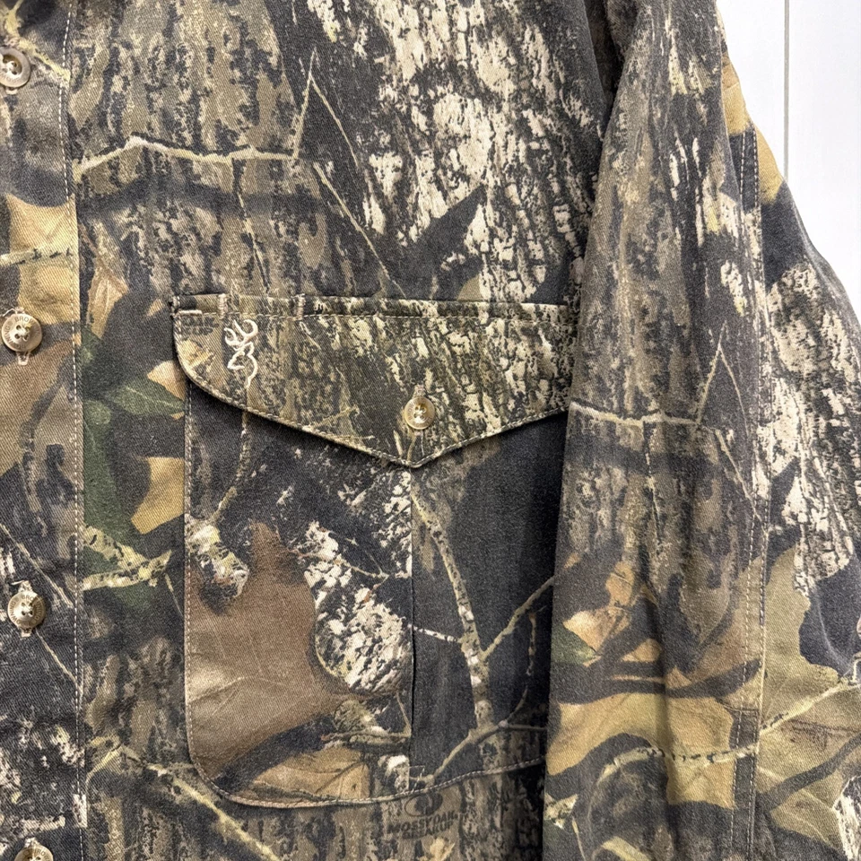Browning Shirt MENS XL Mossy Oak Camo Long Sleeve Button Down Flannel Hunting - Image 4 of 4