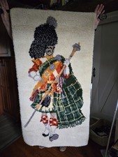 Vintage Shillcraft Latch Hook Wall Hanging Scottish Bagpiper