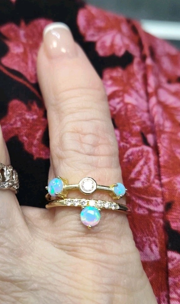 Opal Stackable Rings Gold Plated Sterling Silver … - image 1