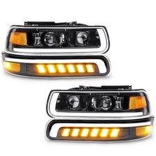 Fits 1999-2002 Chevy Silverado 00-06 Tahoe Suburban Black Bumper Lights Signal