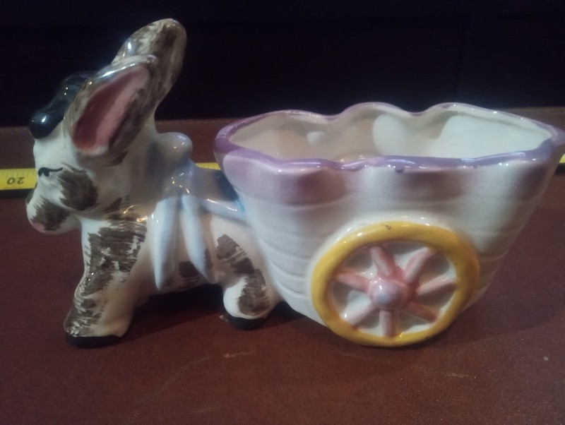vintage hand painted donkey figurine Flower Pot