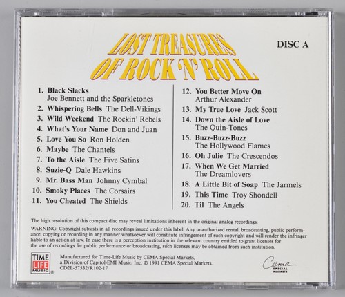Time Life Music Lost Treasures of Rock N Roll CDs Disc A Disc B RARE 1991 - Picture 2 of 5