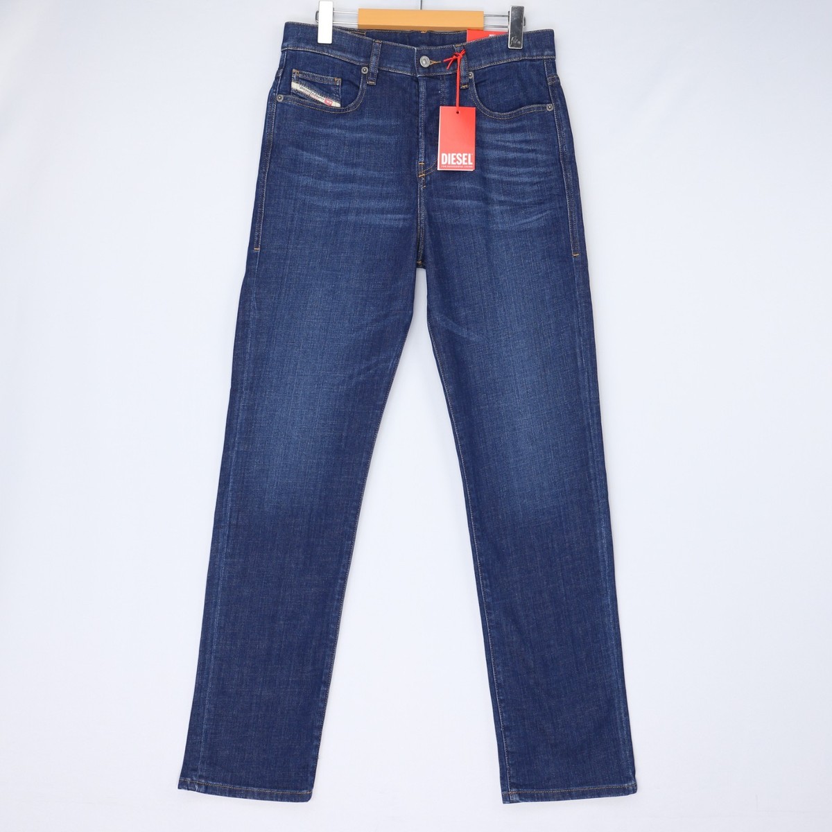 Diesel Mens Jeans 2020 D-Viker Straight Leg Blue Dark Wash Button