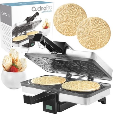 CucinaPro Krumkake Baker By Cucina Pro - 100% Non Stick, Makes Two Krumkake