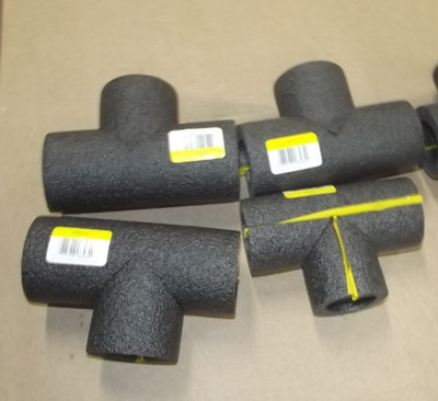 4PK Tee Pipe Insulation, Polyethylene Foam, Gray for 1'' Copper Pipe T129