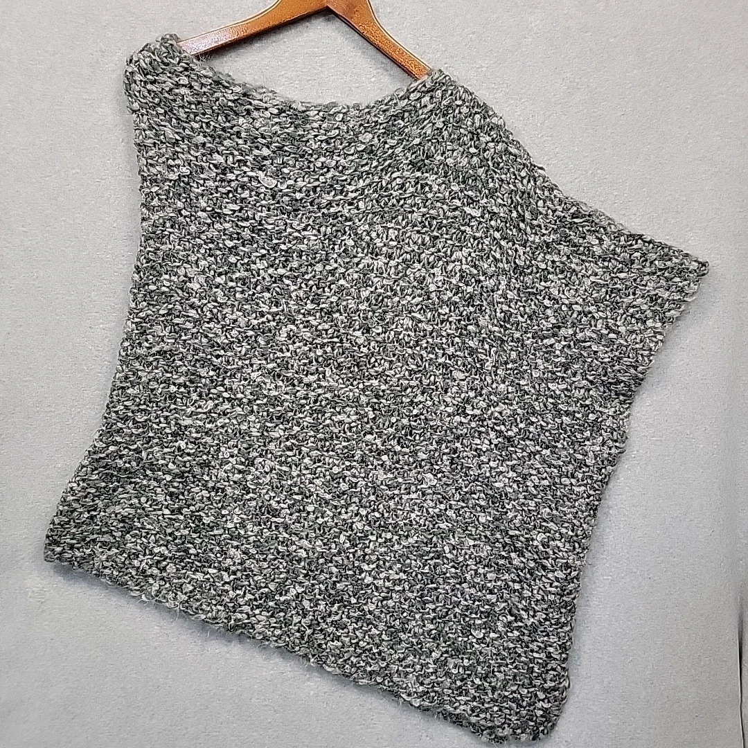 EILEEN FISHER Womens XL Poncho Gray Soft Mohair Chunky Luxury Cozy Asymmetrical