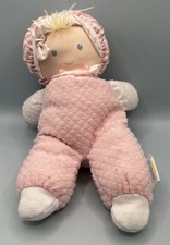 Vintage Eden Waffle Weave Terry Plush First Baby Doll Pink Blonde Soft Yarn Hair