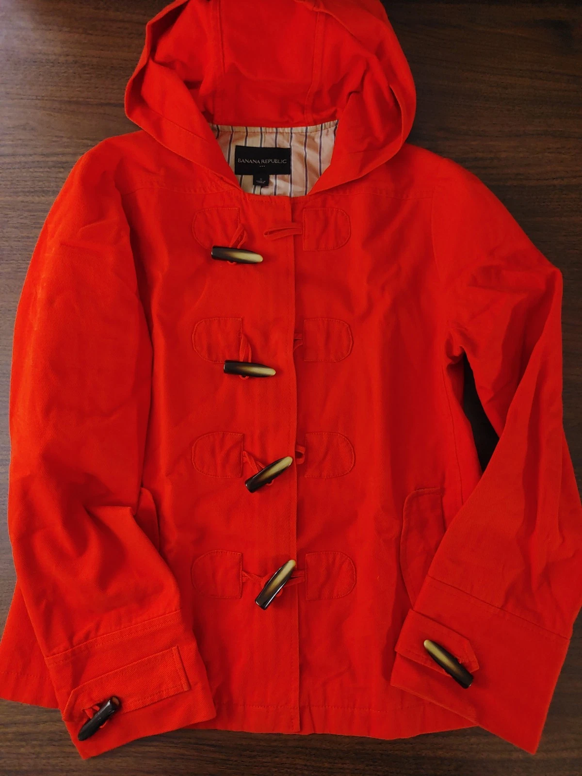 VETEMENTS Banana Republic giacca donna piccola rossa arancione bottoni a levetta zip intera con cappuccio