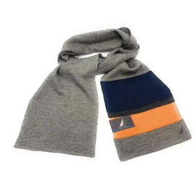 Nautica MEN'S Orange, Gray, Black, Dark Blue, Color Scheme Scarf It/638