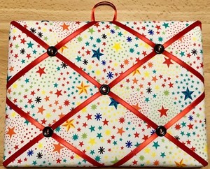 french bulletin board photo memo white multi color star print 708 x 9