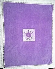 Beansprout Baby Girl Purple Satin LAUGH Princess Crown Blanket Lovey SOFT Fleece