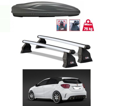 DACHTRÄGER ALUMINIUM MERCEDES A-KLASSE W176 BJ 2016 + BOX G3 ALL TIME 480