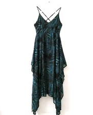 Lulus Womens Turtle Bay Blue Black Sleeveless Asymmetrical Midi Dress Size S