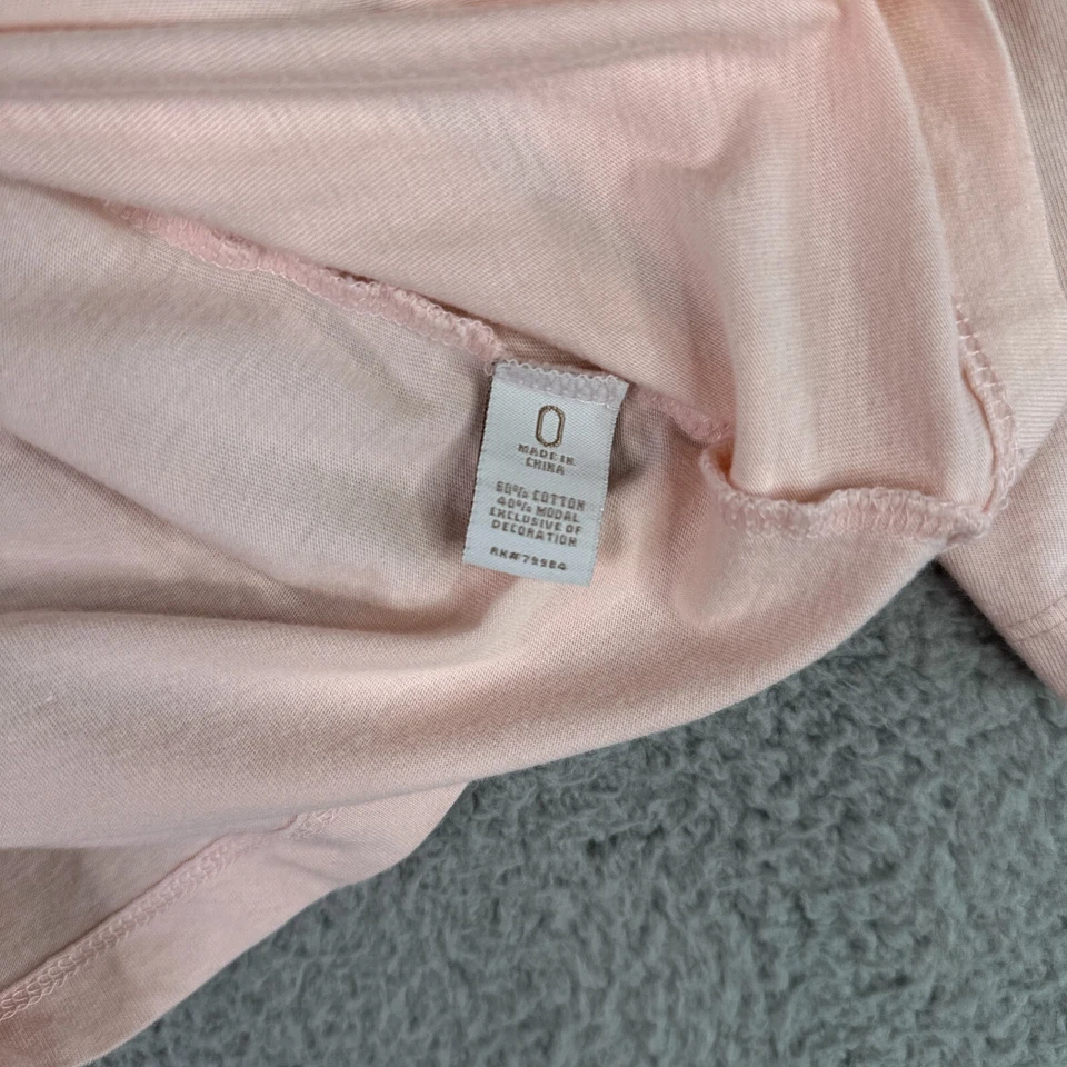 Chicos Top Womens 0 US Small Pink Sequin Tulle Ruffle Yoke 3/4 Sleeve Shirt - Image 4 of 4