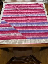 Pink Purple White Gold Geometric 45" Inch Vintage Scarf/Shawl By OLGA GRECO